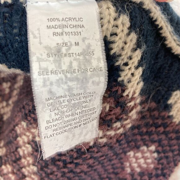 Charlotte Russe Cardigan Sweater Size M Blue Tan Aztec Print Boho Cabincore - Picture 4 of 6